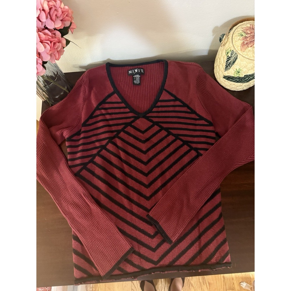 Mixit Sweater Striped V Neck Cardigan Size XL